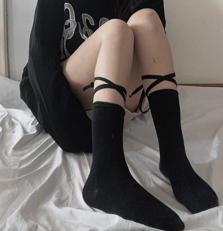 

Летние Сексуальные Длинные Японские Носки Jk Галстук Кружевные Сетчатые Чулки Необычные Носки с Раздельным Пальцем до Икры Женские Носки Средней Длины Ремни one size
