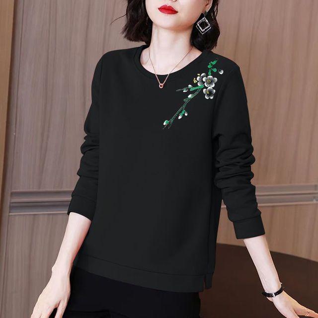Autumn/Winter New Round Collar Sweater Women's Middle Age Loose Large Pullover Top Mom Long Sleeve Bottoming Coat