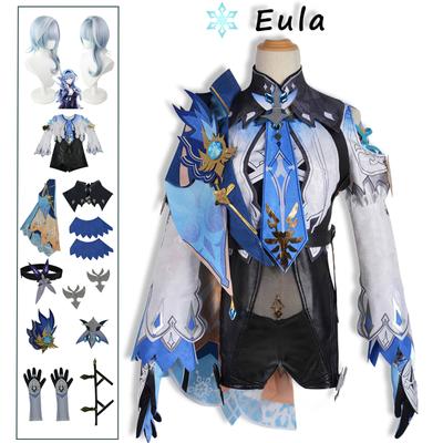 Eula Lawrence Cosplay   Costume Wig Uniform Wave Flower Knight Funny Costume Glove Jewelry Halloween Carnival