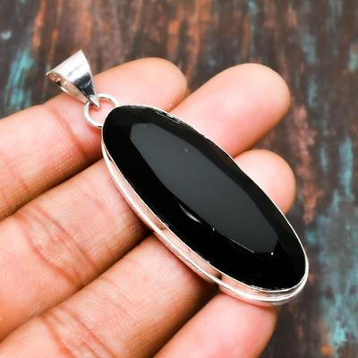 Ciondolo gioielli in argento sterling massiccio 925 fatto a mano con spinello nero e pietre preziose