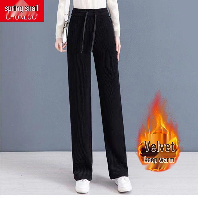 Damen Cord-Fließende Weitbeinige Hose - Große Größen, Einfarbige, Frühling/Herbst