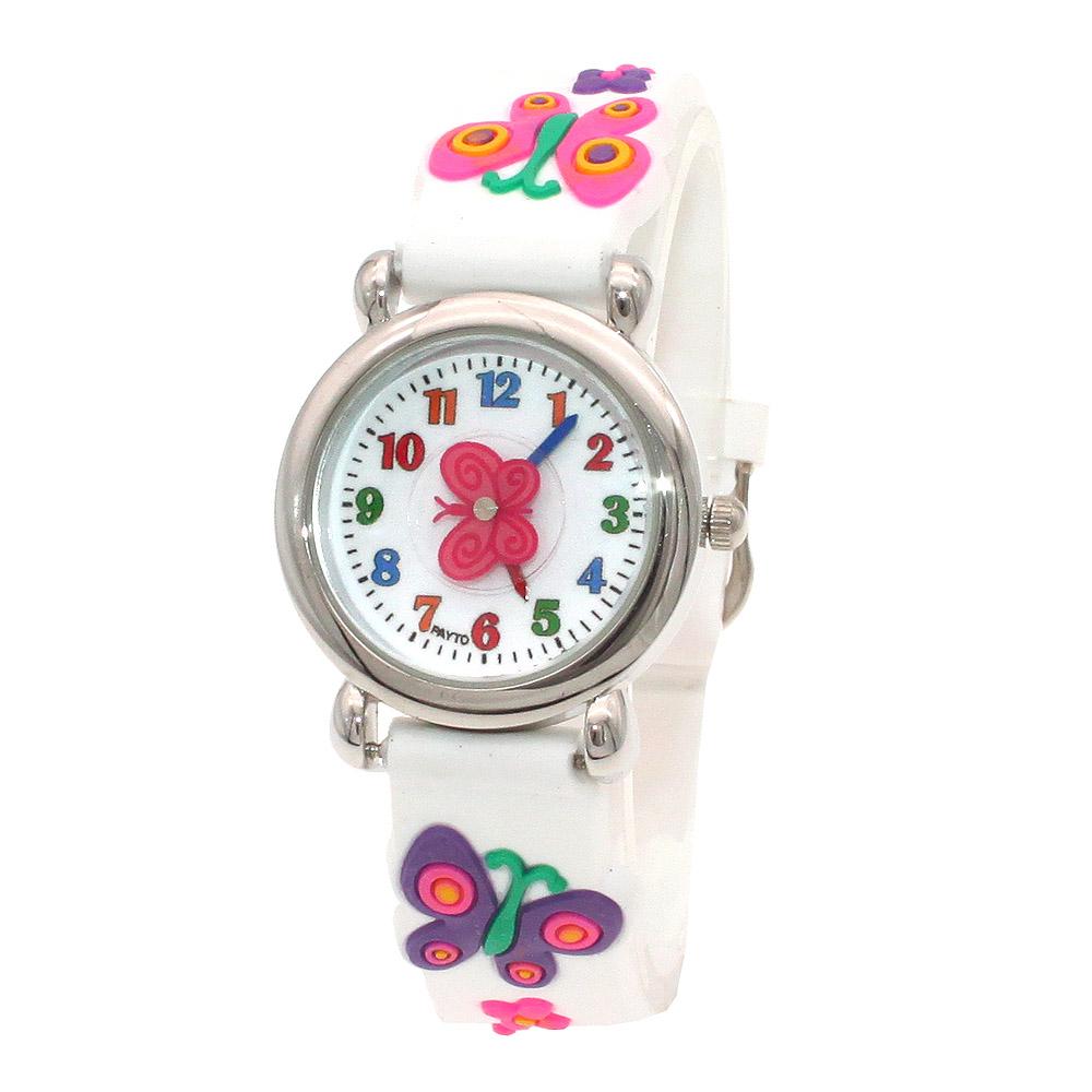 10pcs/Lot, Butterfly Watch 3D Silicone Strap Children Quartz Watch Kids Girl Boys Students Watches Wristwatch Gifts Wholeslaes
