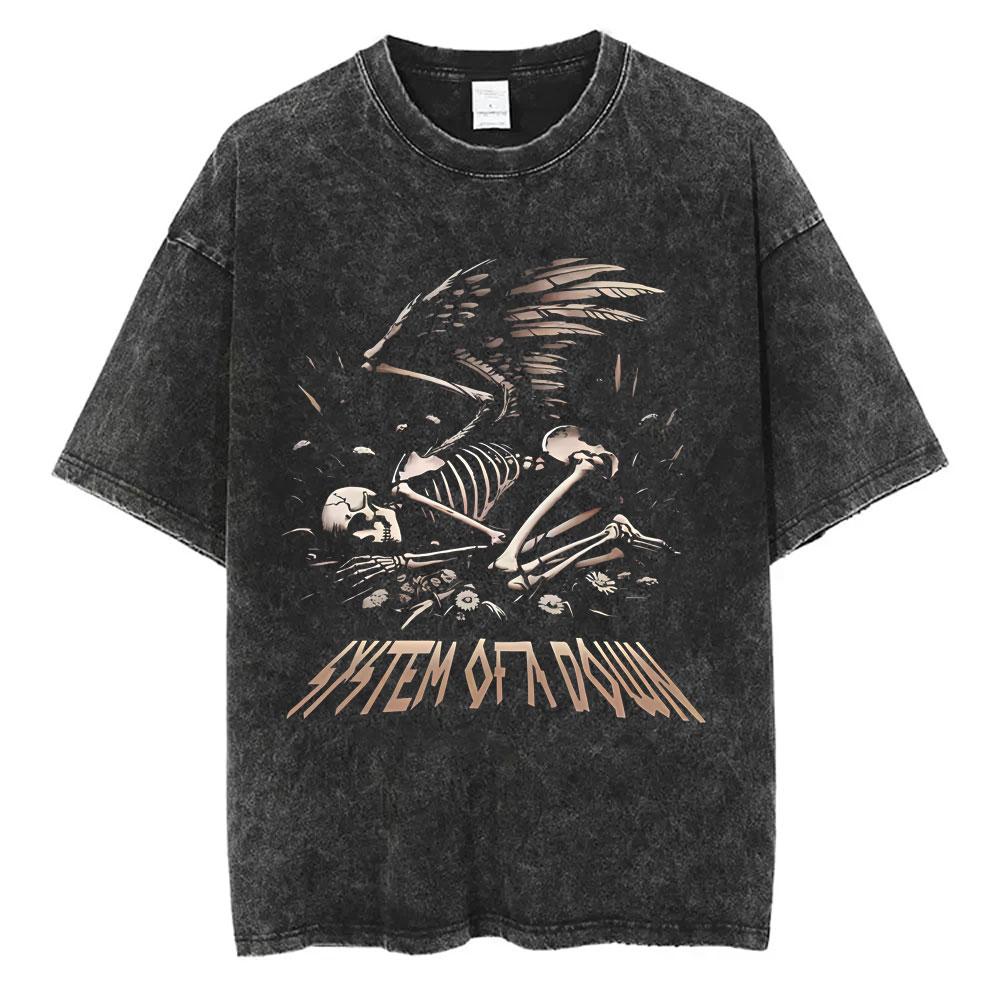Washed Vintage System of A Down Toxicity Album Graphic T-shirt Men Women Rock Alternative Metal T Shirts Oversized T-shirts