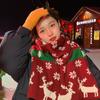 Warm Knitted Scarf Elk Christmas Shawl Cape Retro Scarves Women  Girl