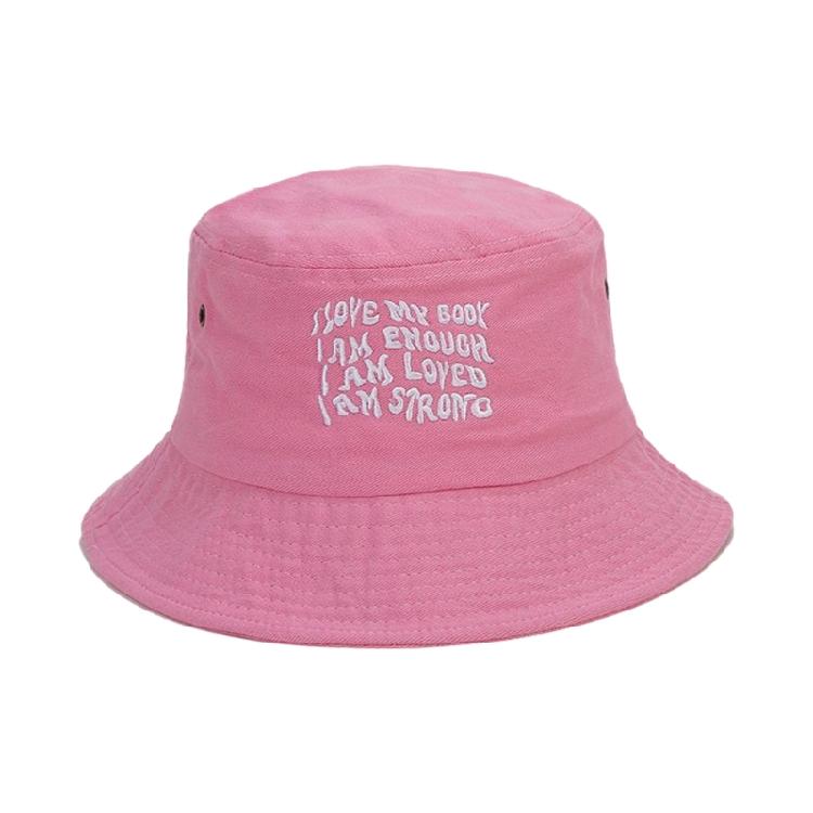 Girl Embroidery Letter Fisherman Hat Wide Brim Bucket Hat Spring Sunproof Hat