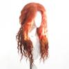 Elegant Long Orange Water Wave Wig with Center Part Bangs High Temperature Fiber Synthetic Wigs for Women Cosplay Costume Gifts