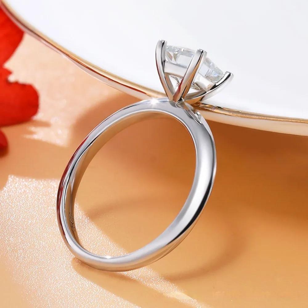 M-JAJA 1CT Princess Cut Moissanite Engagement Ring for Women S925 Silver Gold Plated Diamond Wedding Band Fine Jewelry