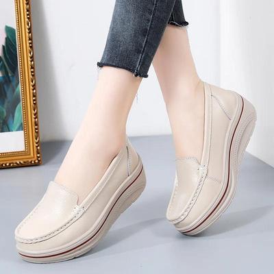 Mocassins à plateforme pour femmes, chaussures orthopédiques confortables en cuir, à enfiler, décontractées, grandes tailles, printemps-automne
