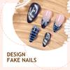 Heavy metal three-dimensional wearing nail pure handmade almond fake nail blue French gradual change nail art wholesale