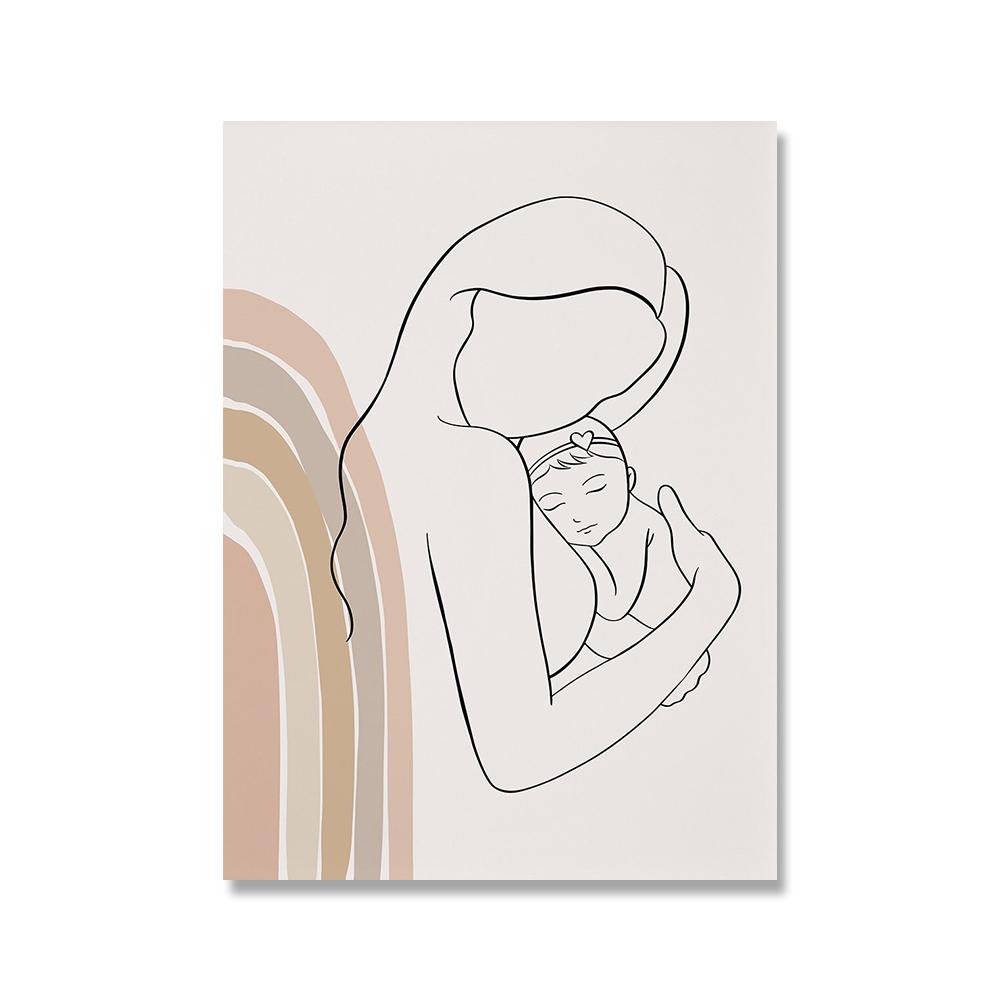 

Плакаты для рисования линий для матери и ребенка, абстрактные минималистичные настенные художественные картины на холсте, декоративные картины для детской комнаты 40x50cm No Framed