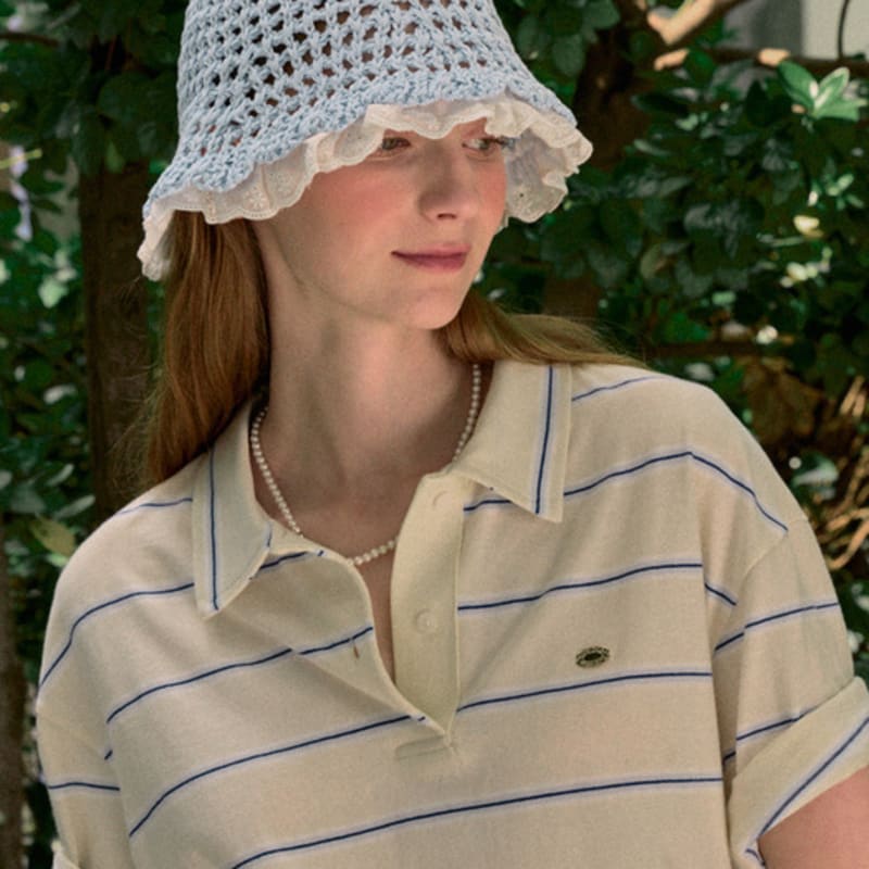 NONLOCAL Lace Knit Bucket Hat - Blue
