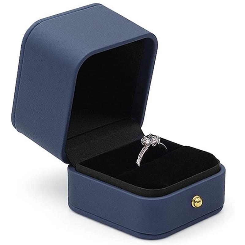 

2026 Engagement Ring Box Double Slot Ring Boxes Leather Velvet Portable Jewelry Bearer Holder for Proposal Wedding Ceremony other