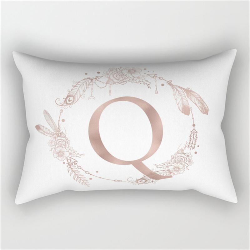 30x50cm English Alphabet A-Z Letter Print Pillowcase Custom Polyester Short PLush Line Sofa Room Home Decoration Cushion Cover