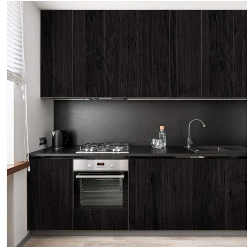 Self-Adhesive Black Wood Grain PVC Wallpaper - Simulation Texture Wall Covering Material