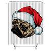 TU Cute Bulldog Christmas Shower Curtain Festive Holiday Decor Bathroom Set Waterproof Fabric Print Holiday Gift for Dog Lovers