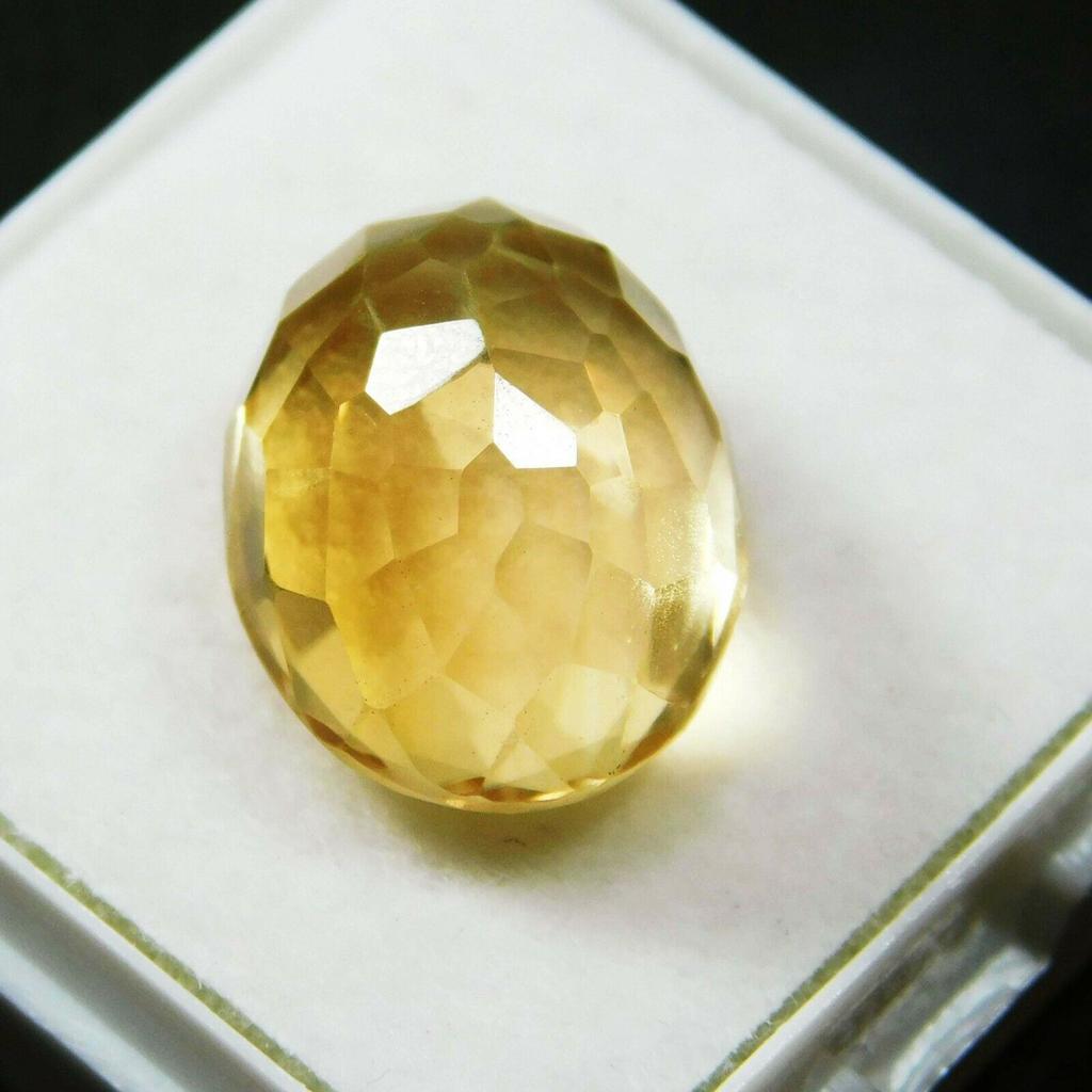 Faceted 10.65 Ct Topaz Ring Size AA++ Yellow Oval Cut 15 Mm Loose Gemstone A-440