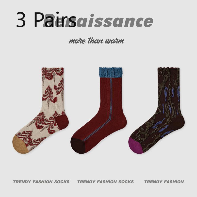 3 Pairs of Female Autumn Butterfly Flower Small Design Sense In The Tube Socks