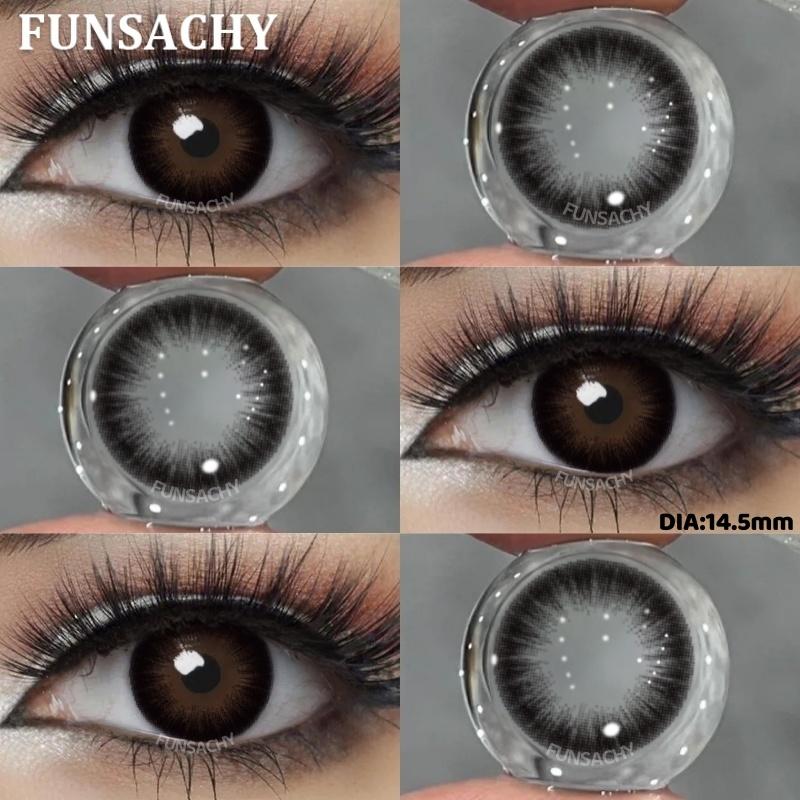 FUNSACHY 1 Pair Colored Contact Lenses Natural Big Black Eyes Blue Green Soft Contact Lenses for Women Brown Gray Contact Lenses