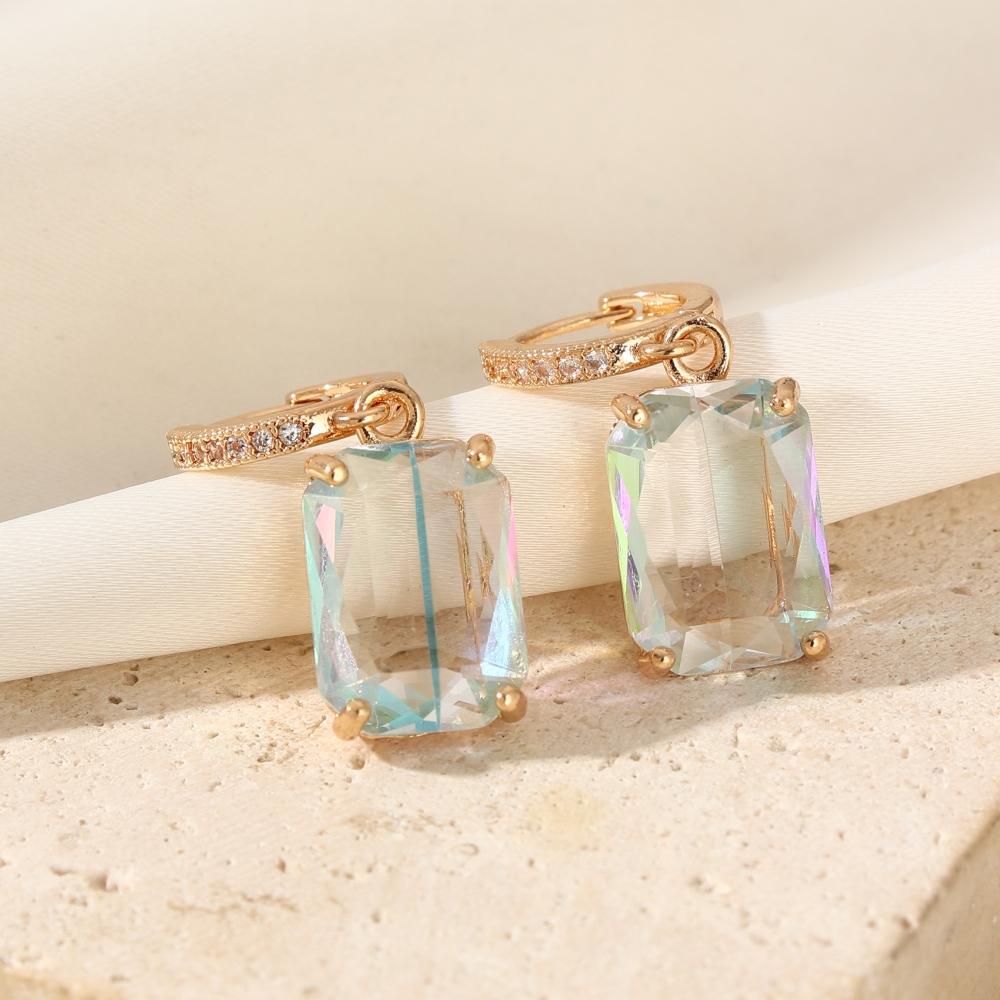 

Прямоугольные серьги-подвески для женщин 2025 года, новые модные серьги-подвески из циркония, аксессуары для свадебной вечеринки синий