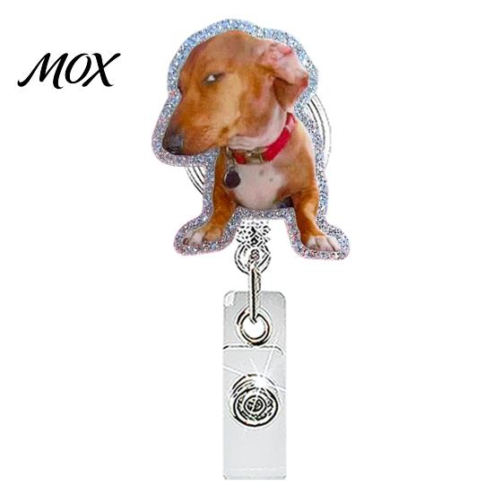 Retractable ID Holder Nurse Badge Reel, Funny Glitter Acrylic Name Tag with Cute Clip, Sparkly Card for Teachers Student Staffs Reel Clip