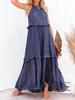 European and American 2025 Summer Ruffle Long Dress - Women's Flowing Holiday Beach Style
