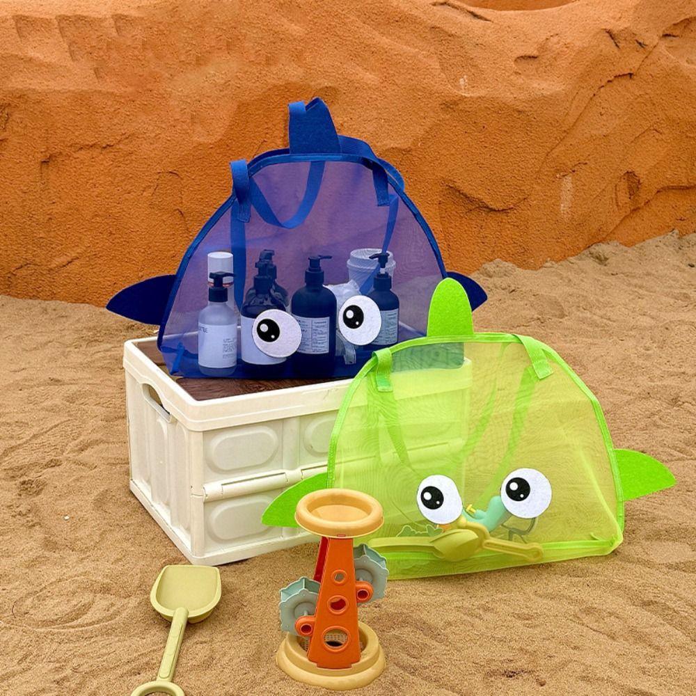 Cartoon Mesh Summer Beach Bag Handheld Mesh Bag New Toy Storage Bag Beach Travel Outdoor Sports