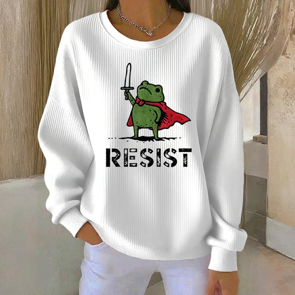 Women's Loose Comfortable Casual And Fashionable Round Neck Pattern Long Sleeved Sweatshirt