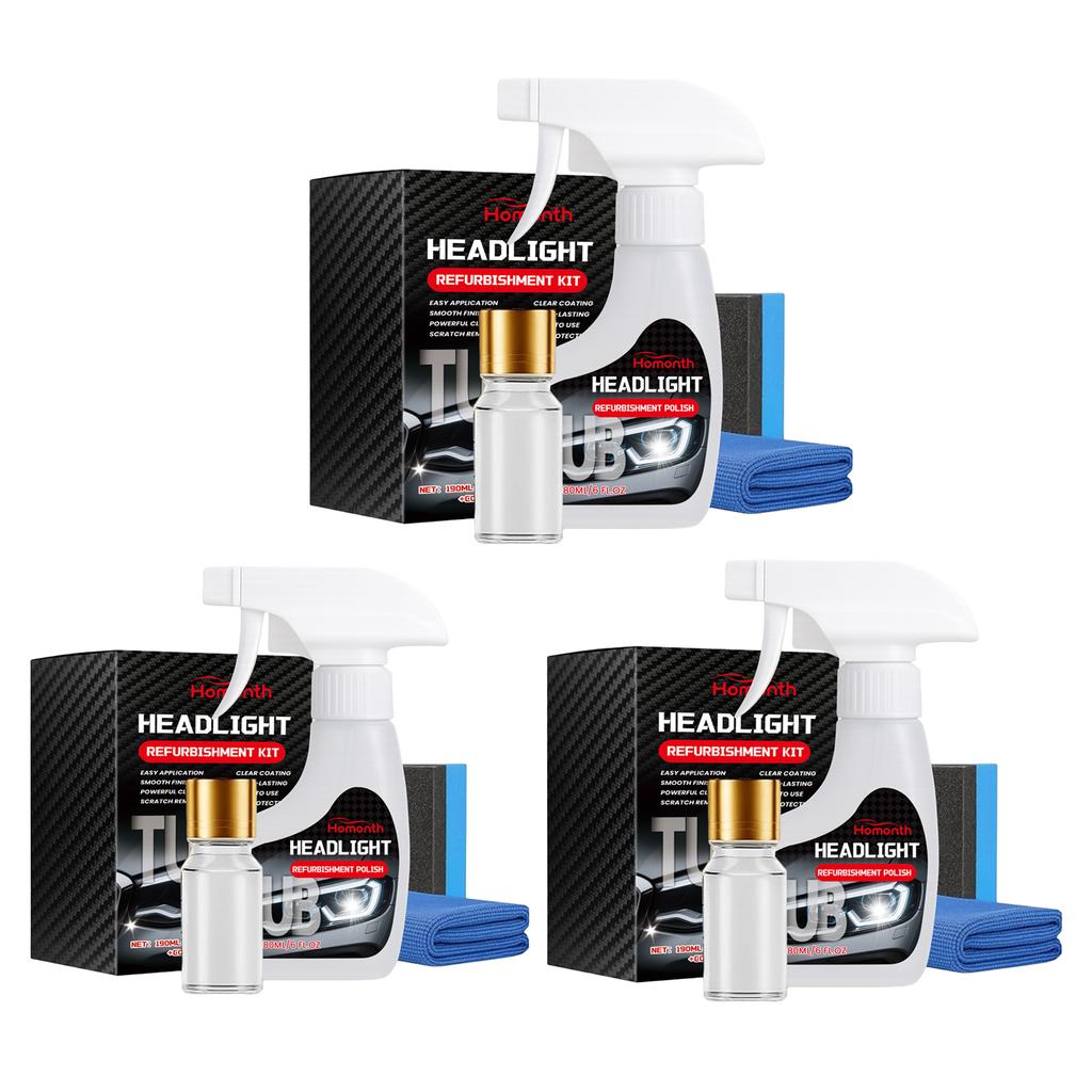 Car Headlight Restoration Fluid Remove Oxidation Improve Light Blur Restore Clarity Headlamp Brightening Refurbishing Polish Set