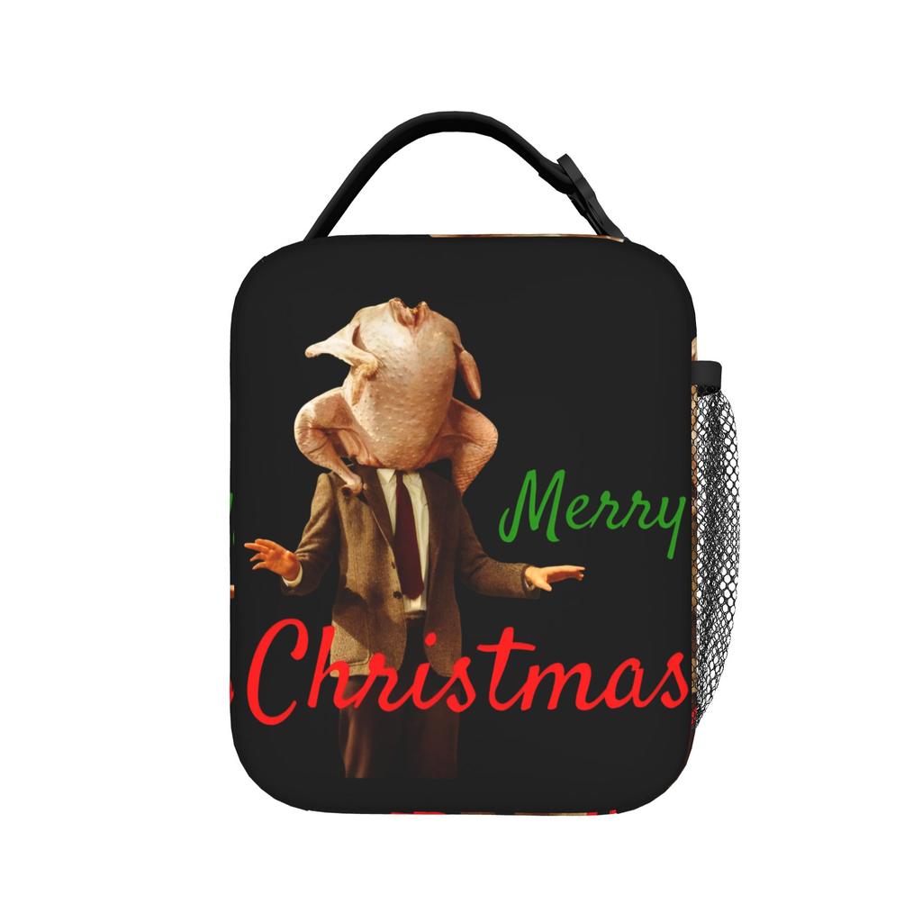 Merry Christmas Mr Bean Lunch Bag For Child Travel Graphic Lunch Box Casual Oxford Thermal Lunch Bags
