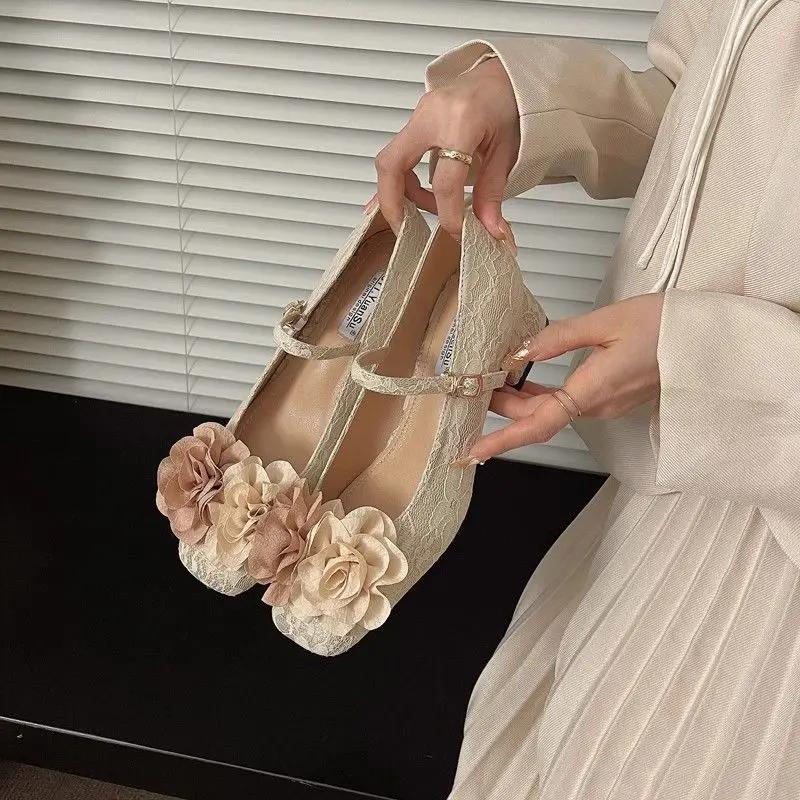 Fashion With Medium Heels Ladies Pumps Japanese Style Lolita Square Toe Chunky Mary Jane Women's Shoes Gothic Block Heel Y2k Footwear 39