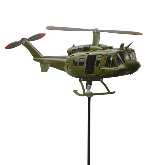 Patriotischer Windrad, Hubschrauber-Windmühlen-Spieß mit drehendem Propeller, 2D Metall-Flugzeug-Skulpturen-Dekoration für Garten, Terrasse, Rasen