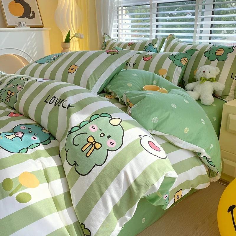 Cartoon Car Duvet Cover 100Cotton Material Cute Animal Dinosaur Bedding Collection For Boys Girls Teen 3 Piece Soft Reversible Comforter Cover