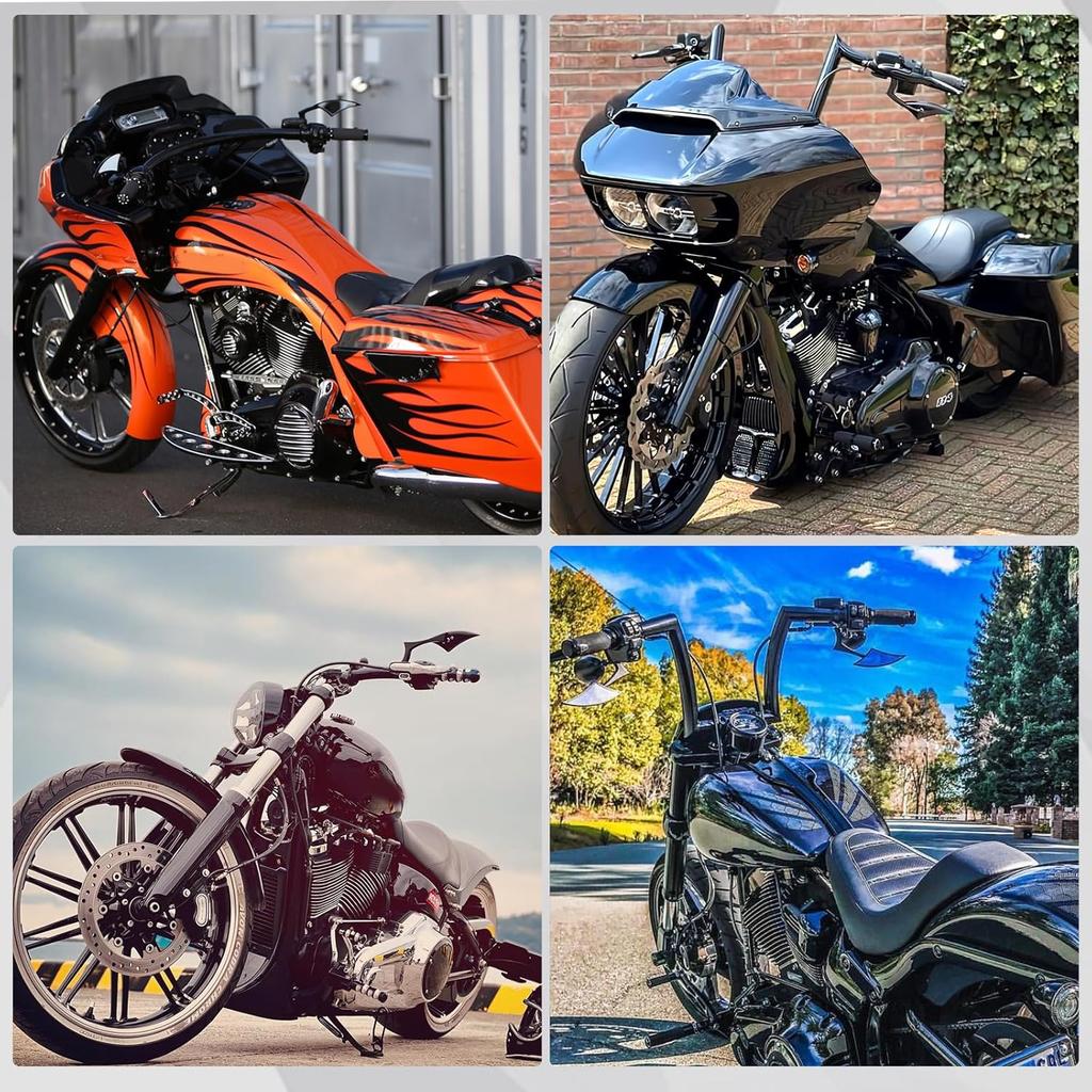 8Mm 10Mm Black Motorcycle Rearview Side Mirrors Blade Compatible With Harley Sportster Iron 883 Road King Street Softail Electra Glide