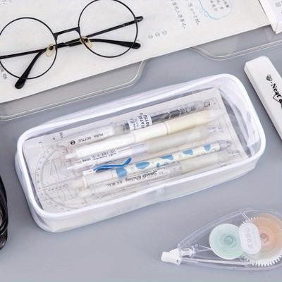 1 Peça Estojo Transparente Grande Capacidade Caixa de Canetas para Meninas Bolsa de Maquiagem Papelaria Material de Escritório Escolar