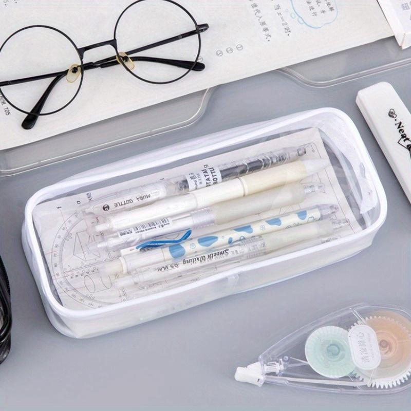 1pc Transparent Pencil Case Large Capacity Pen Box for Girls Cosmetic Bag Stationery Office School Supplies