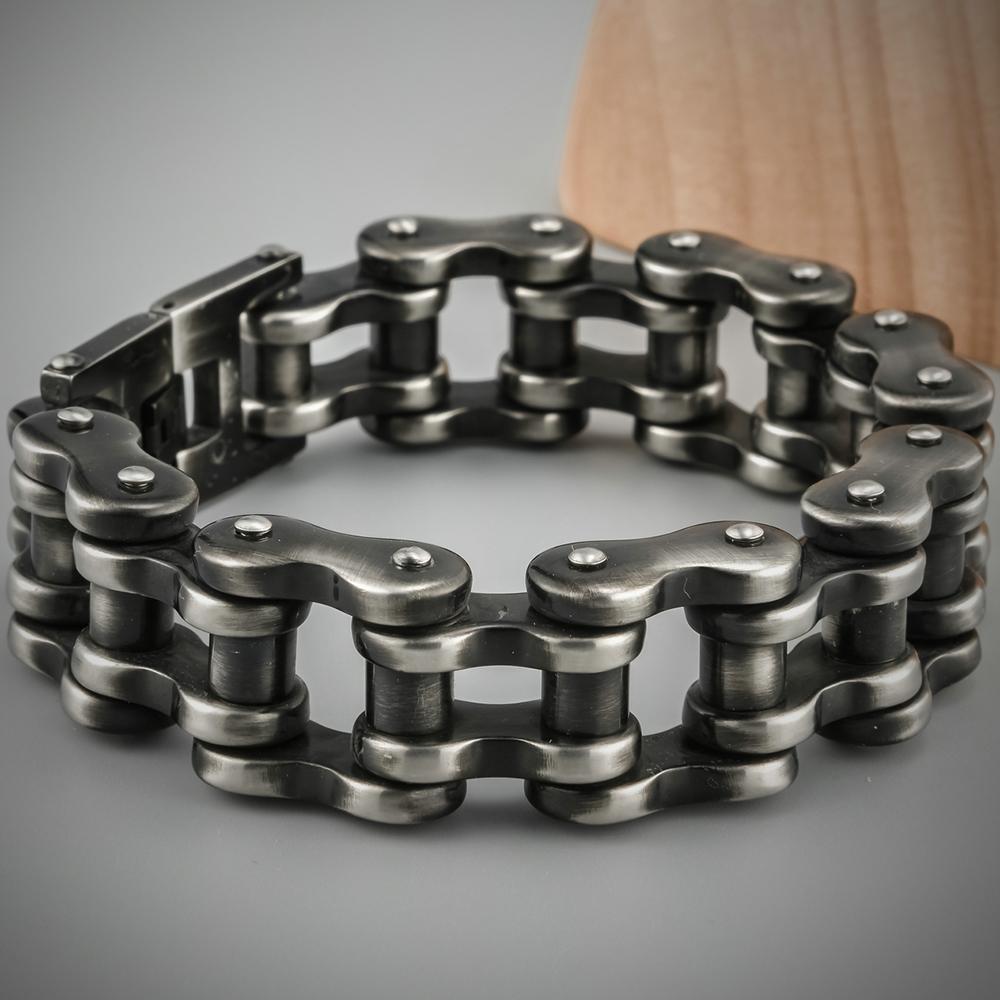Bracciale a Catena per Moto Rock and Roll Uomo Metallo Braccialetti da Uomo Taglia Grande 22/24CM Lungo 21MM Largo Acciaio Inossidabile Gioielli da Polso
