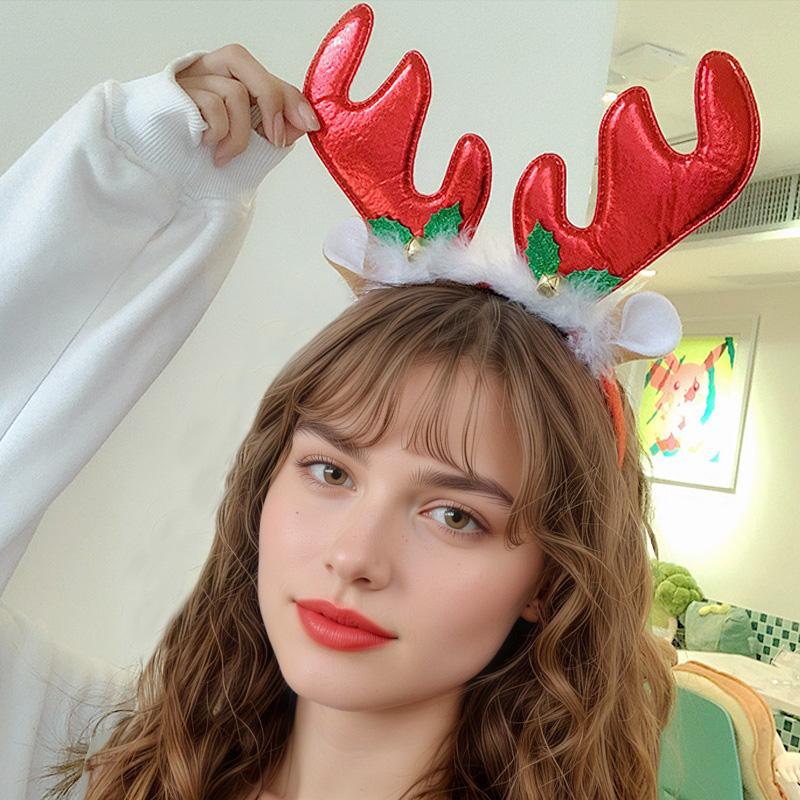 1PC Bow Headband 2025 New Christmas Hair Accessories Santa Claus Tree For Xmas Gifts Deer Horn Cute Hair Bands Party Supplies