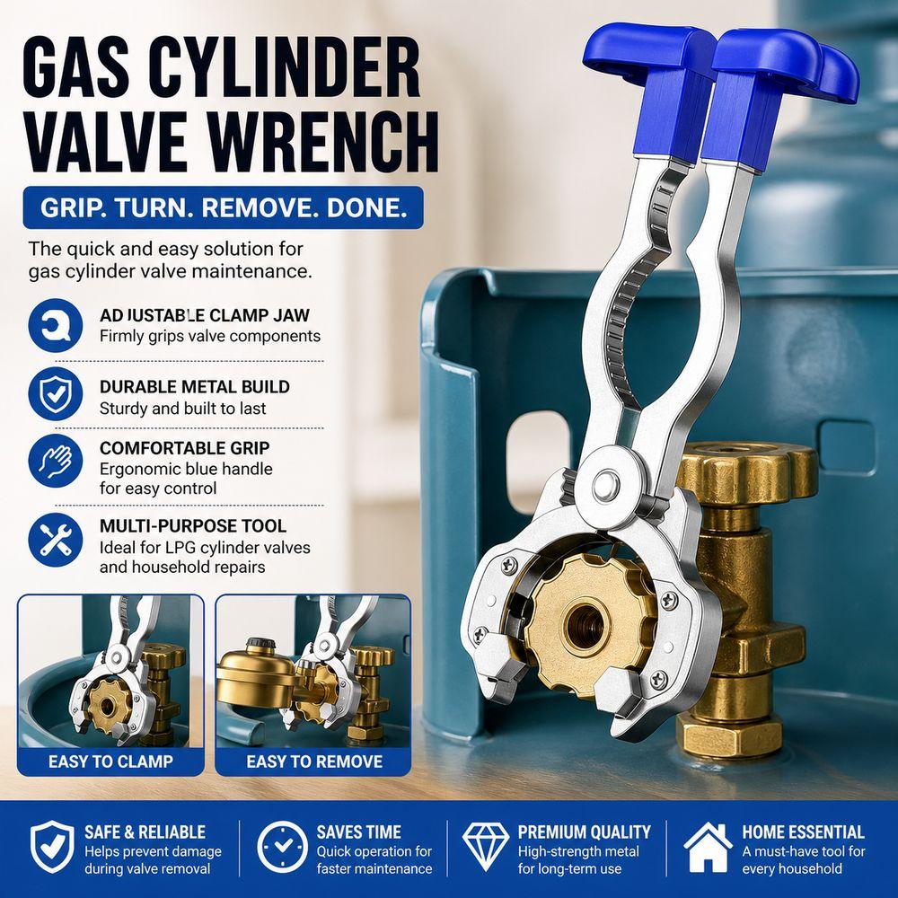 Metal Gas Cylinder Valve Wrench Plastic Grip Gas Valve Wrench Cylinder Valve Tool Hardware Repair