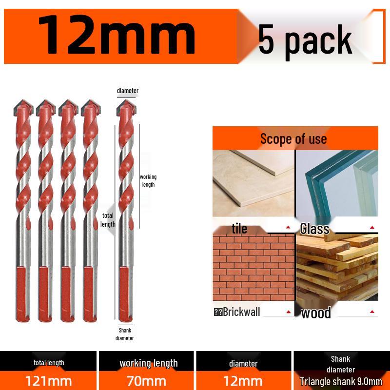 6mm Alloy Triangle Drill Bit for Concrete, Glass, and Cement