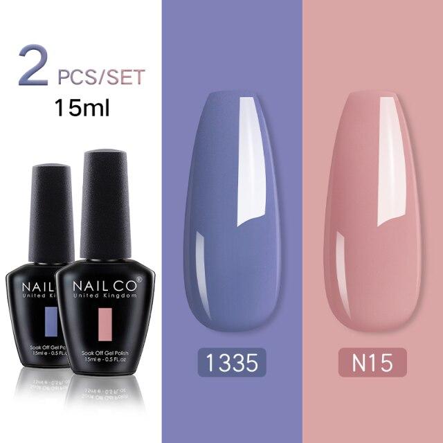 NAILCO 2 цвета, 15 мл, набор гель-лаков для ногтей Vernis, полуперманентный УФ-светодиодный гель для дизайна ногтей, принадлежности для профессионалов, отмачиваемый верхний слой