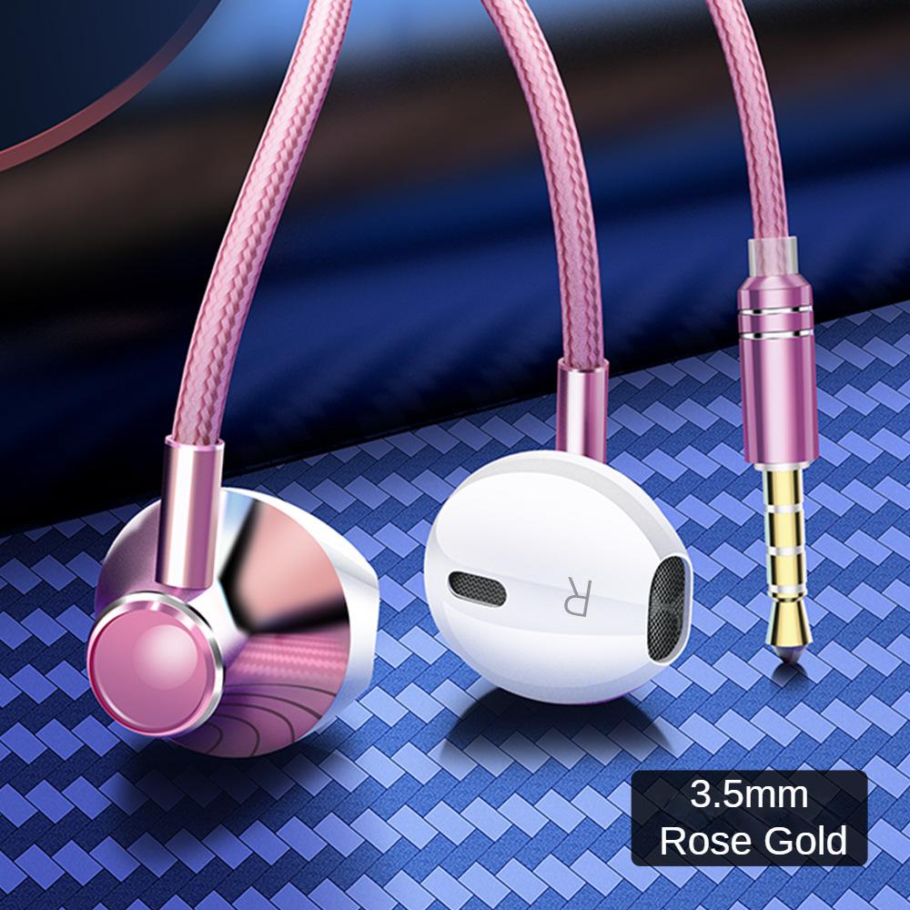 Heavy Bass Type C 3.5mm HIFI Stereo Wired Earphones In-ear Headphones with Mic Earbuds Noise Reduction Gamer Headset for Samsung