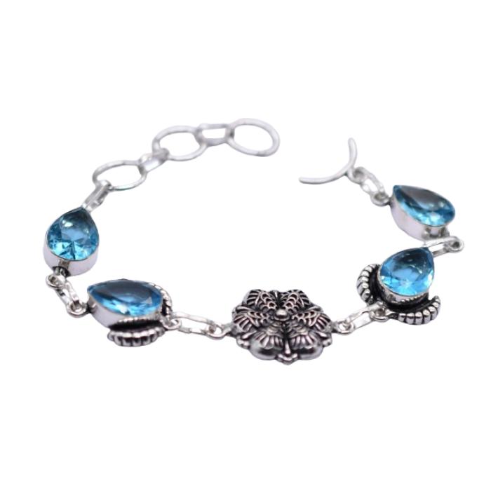 Blue Topaz Gemstone Handmade Bracelet Jewelry BR 172