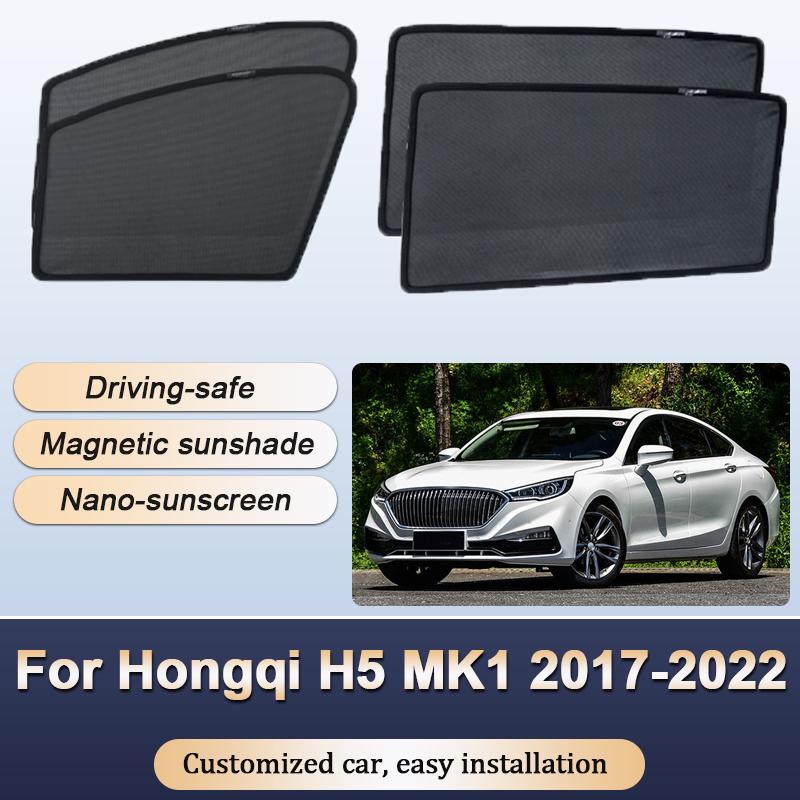 Sun Shades For Hongqi H5 MK1 2017 2018 2019 2020 2021 2022 Sunshades Magnetic Heat Insulation Mesh Window Visor Car Accessories