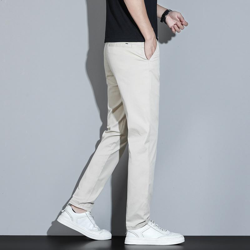 Spring and Summer Thin Men's Trousers Slim Straight-leg Casual Pants Solid Color Simple Slim Pants Men
