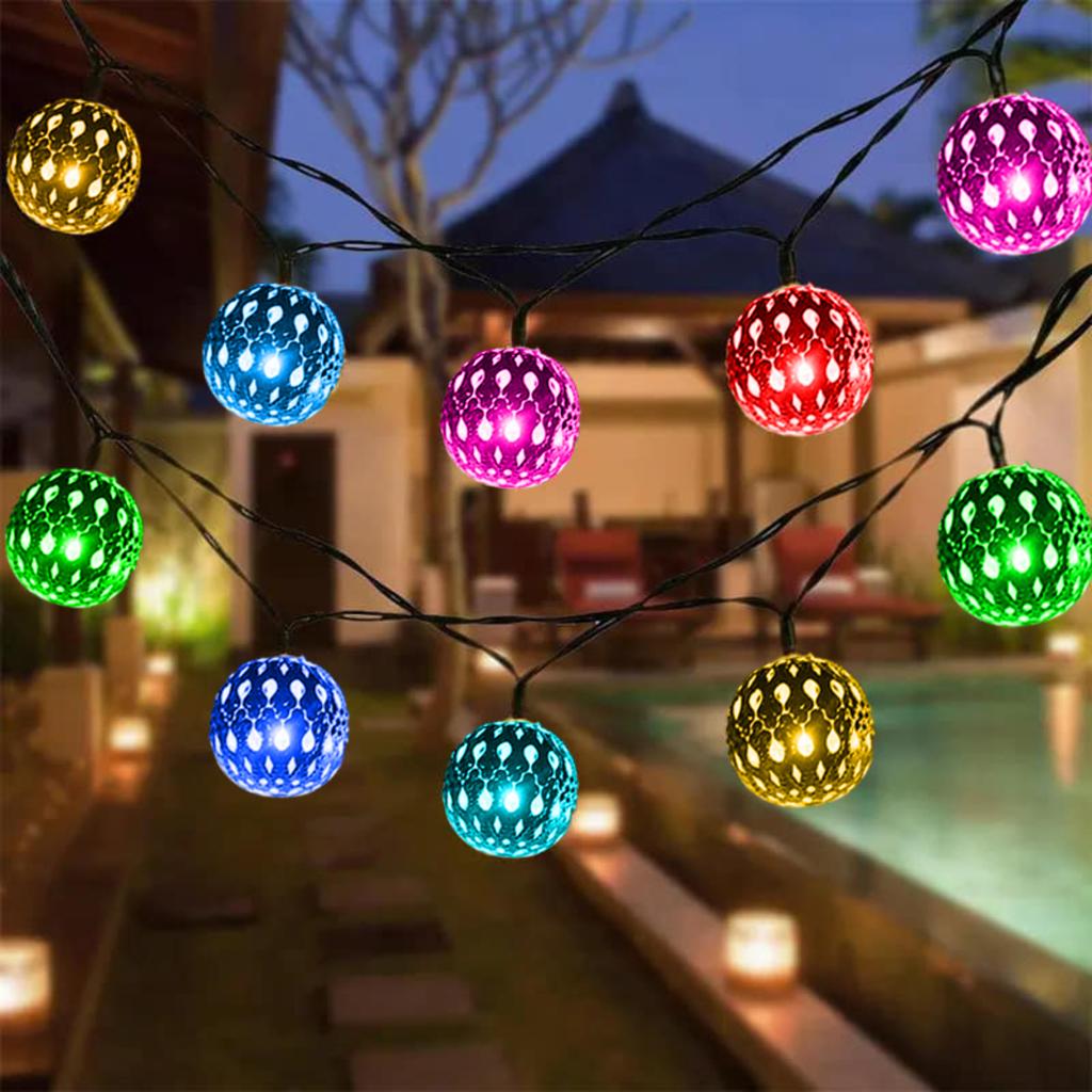 New Stylish and Beautiful Moroccan Ball Solar String Lights for Outdoor Garden Yard Decor - Perfect for Wedding Party Birthday -
