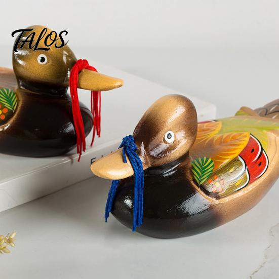 Warm Romantic Room Accent 1 Pair Wedding Ducks Ornament, Hand-Painted Wooden Mandarin Duck Statues, Color Lasting Vivid Statue Garden Bird Statue,