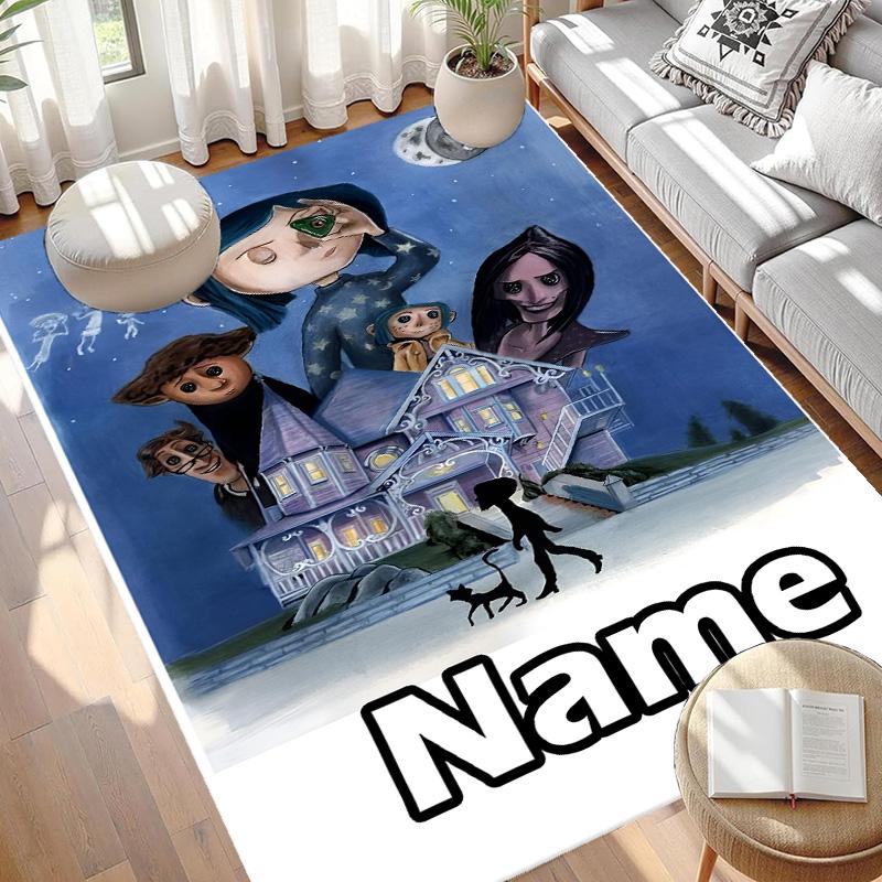 Custom Name Personalized Coraline Print Carpet, Versatile Home Decor Rug, for Playroom, Apartment, Balcony, Entryway, Hallway Gift