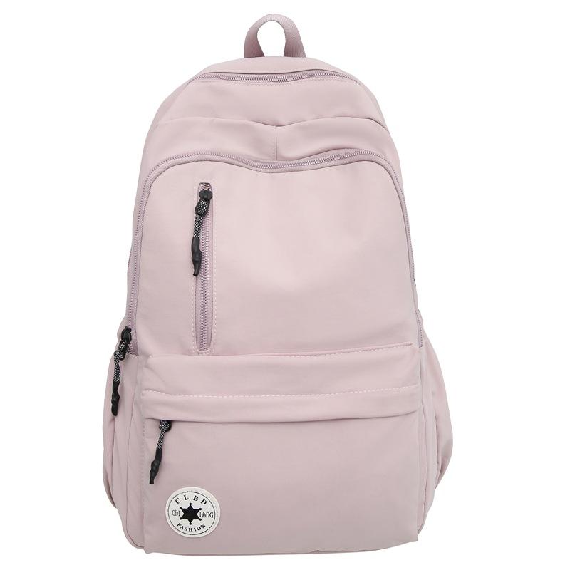 Middle School Student Schoolbag Women's Large Capacity Backpack Men Solid Color Nylon Backpack