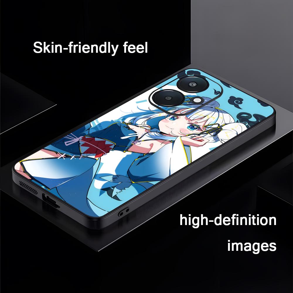 Gawr gura Virtuelle Sängerin Handyhülle Für Xiaomi Redmi 14C 13C 12C Note14 13 12 11 10 Pro Plus S Weiche Schwarze Handyhülle