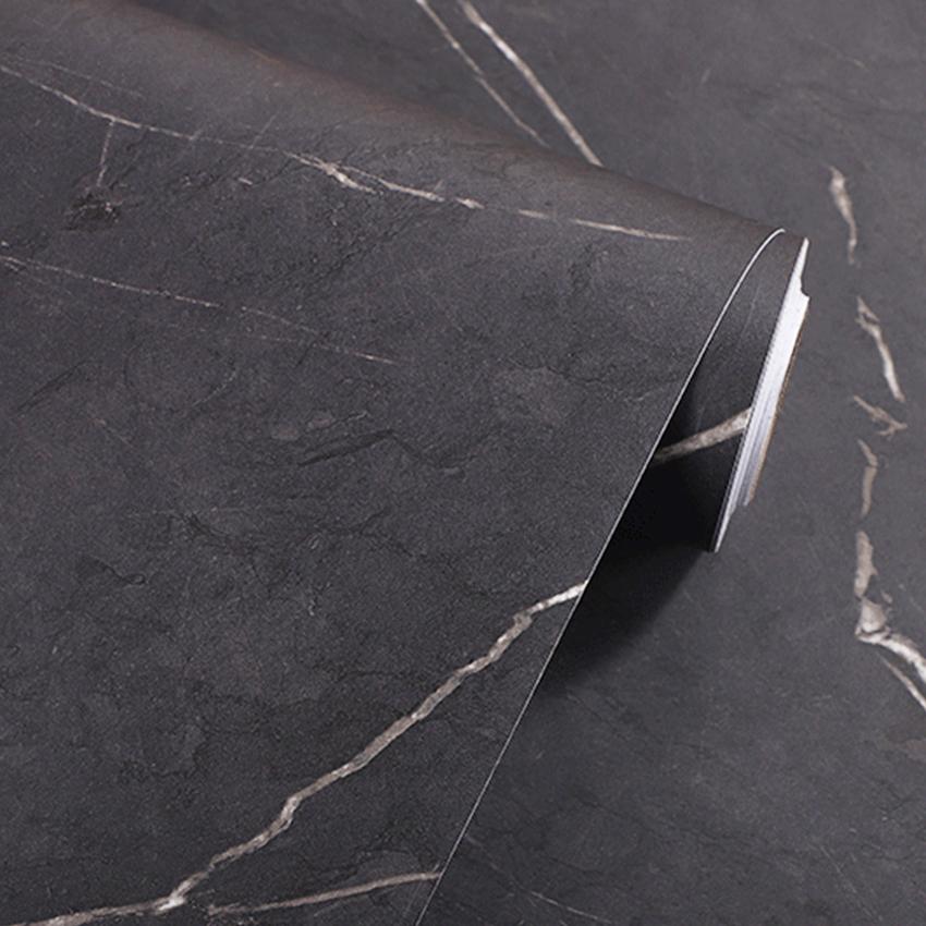2Meters PVC Thick Black Marble Matte Wallpaper Self-Adhesive Kitchen Oilproof Desktop Rock Slab Countertop Refurbishment Sticker